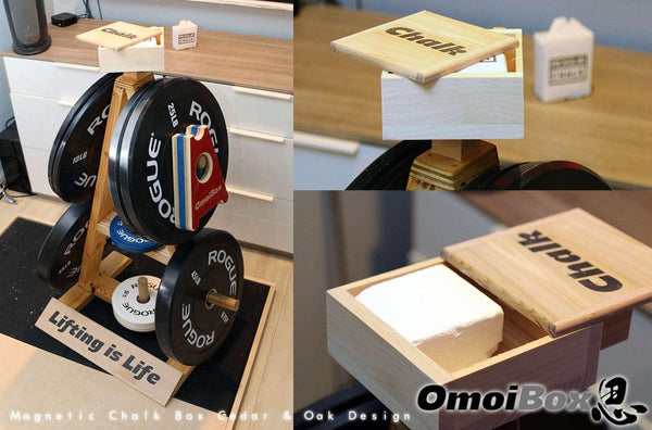 OBX Fitness, OMOIBOX, wood, wooden, custom, home gym, rogue fitness, best, portable, Magnetic Gym Chalk Holder, Magnetic Chalk Bowl, Rack Mounted Chalk Bowl For Home Gym, Wooden Chalk Box For Weightlifting, gym chalk holder, gym chalk container, gym chalk bag, gym chalk stand, gym chalk bucket, gym chalk storage, how to carry gym chalk, lifting chalk bag, best chalk bag, for weightlifting, rogue chalk bag, magnetic chalk bowl