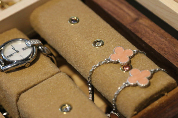 Walnut & Maple Jewelry Box with Custom Lock made by OmoiBox Designs