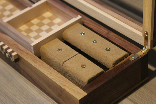 Walnut & Maple Jewelry Box with Custom Lock made by OmoiBox Designs