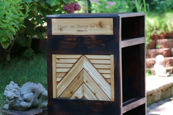 Record Player / Receiver / 3 tier record holder Stand Rack *Custom Engraving