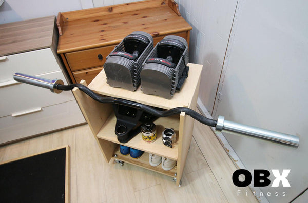 OBX, OBX Fitness, OMOIBOX, wood, wooden, custom, home gym, rogue fitness, best, portable, Personalized, Multi Purpose Storage Cabinet, With Wheels, Wooden Curl Bar Station, Custom Mobile Cabinet, Best Home Gym, Equipment Rack, For Small Space, Home gym storage cabinet, storage Systems, Storage Rack, equipment storage, storage Bench, Multi purpose, gym Storage Rack, Exercise equipment, Home gym organizer, storage solutions, small, curl bar, small space, ideas