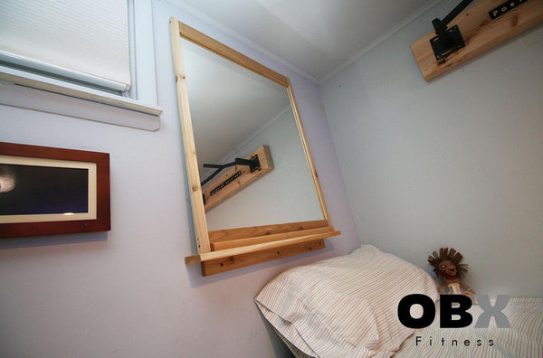 OBX, OBX Fitness, OMOIBOX, wood, wooden, custom, home gym, rogue fitness, best, portable, fitness, training, Personalized, Gym Mirror, Mirror Frame, Wall mounted mirror, Wood framed mirror, home gym mirror, large gym mirror, cheap gym mirror, affordable mirror, Garage gym mirrors, mirror framing kit, mirror frame kit, custom mirror frame, DIY mirror frame