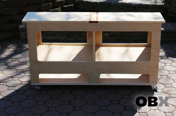 Mobile Workout Weight Rack, Mahogany & Maple Wood Inserts