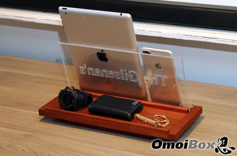 Mahogany Tablet/Phone Stand With Picture Display
