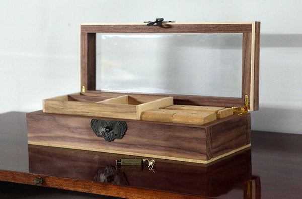 Walnut & Maple Wood Jewelry Box