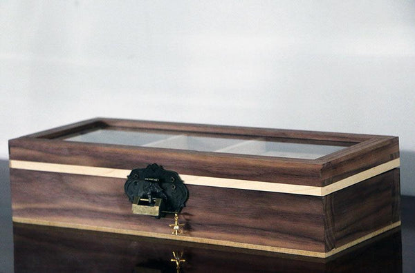 Walnut & Maple Wood Jewelry Box