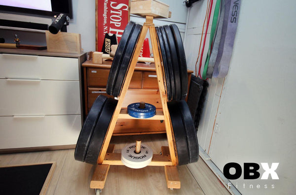 OBX FITNESS, OMOIBOX, wood, wooden, custom, home gym, bumper plate storage, weight plate storage, weight tree, body solid, olympic, plate, rack, 1 inch, standard, fitness gear, vertical, storage, bumper plate, weight rack, plate tree, weight, rogue, barbell, york, titan fitness, standard weight plate, cap weight, gym weight, weight storage, bumper plate rack