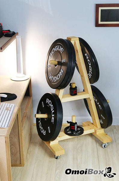 OBX FITNESS, OMOIBOX, wood, wooden, custom, home gym, bumper plate storage, weight plate storage, weight tree, body solid, olympic, plate, rack, 1 inch, standard, fitness gear, vertical, storage, bumper plate, weight rack, plate tree, weight, rogue, barbell, york, titan fitness, standard weight plate, cap weight, gym weight, weight storage, bumper plate rack